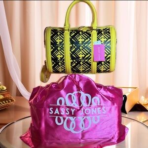 Sassy Jones Graffiti Satchel Tote Bag Yellow Black – Y2K Clueless Vibes NWT
